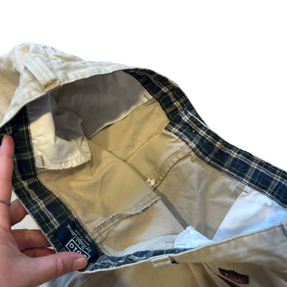 Vintage 90s Polo Ralph Lauren Chino Shorts Men’s 38 Beige Khaki Preppy Golf - Picture 9 of 16